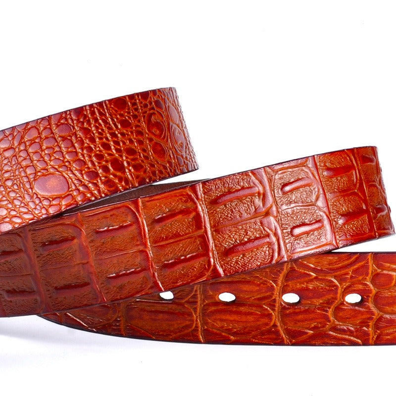 Men's Genuine Leather Belt Crocodile Pattern Belt Men's Belt Wholesale Retro Pin Buckle Trouser Belt
