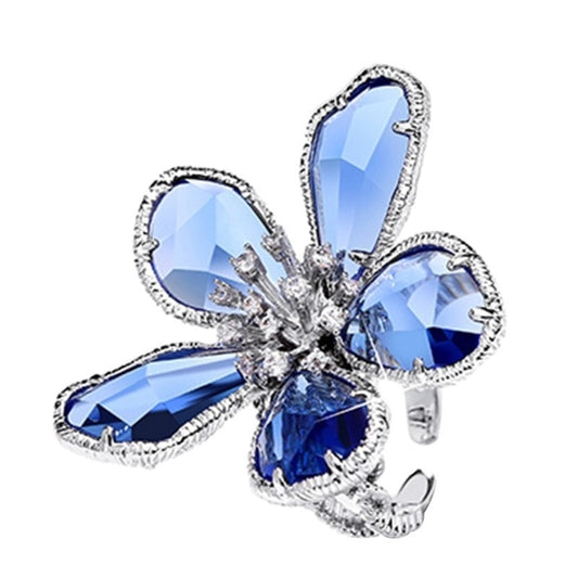 Crystal Flower Ring Fashion Open Ring