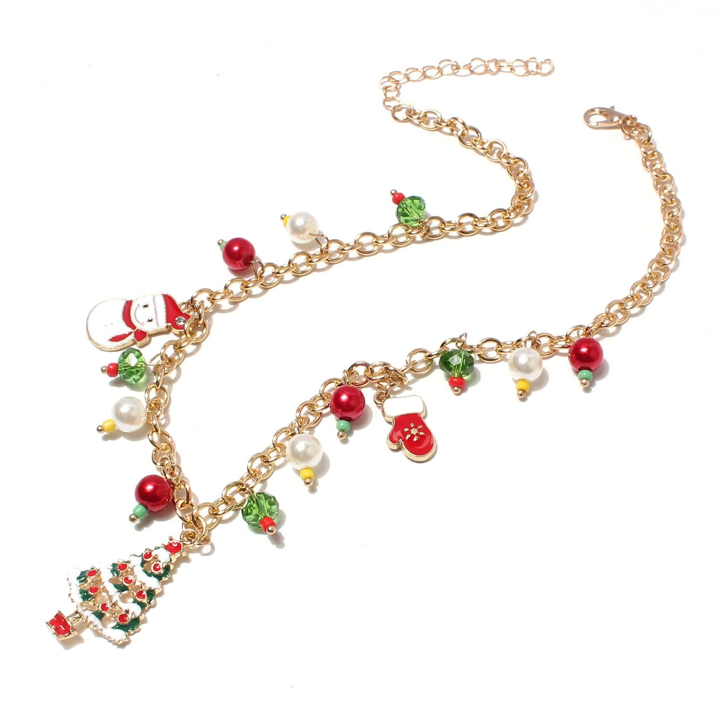 Holiday Necklace Colorful Pearl Christmas Necklace Ornaments