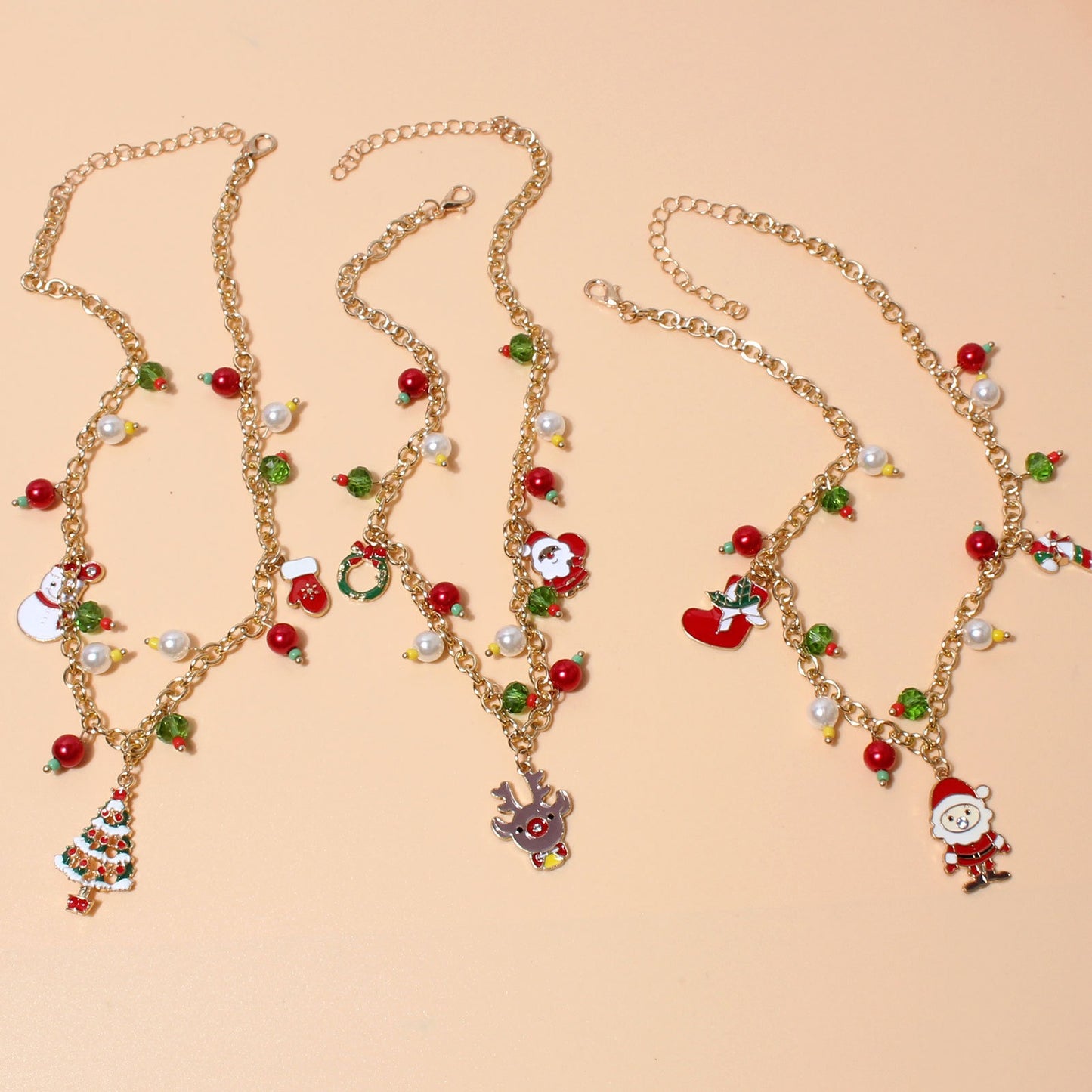 Holiday Necklace Colorful Pearl Christmas Necklace Ornaments