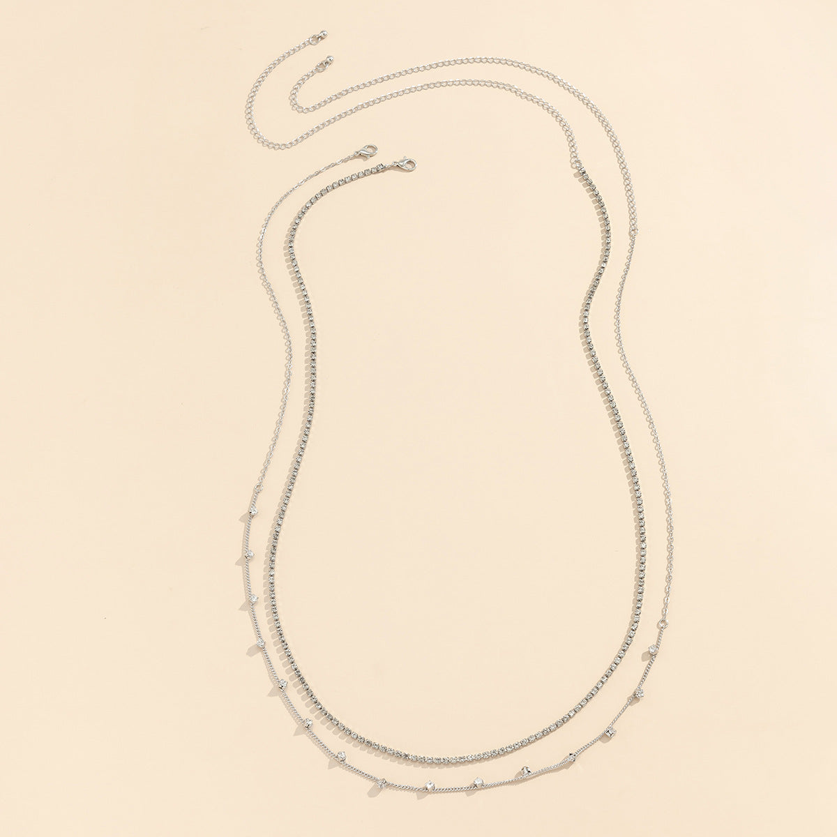 Versatile double-layer simple thin chain claw chain body chain fashionable beach rhinestone sexy waist chain