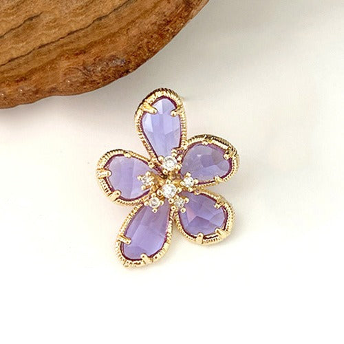 Crystal Flower Ring Fashion Open Ring
