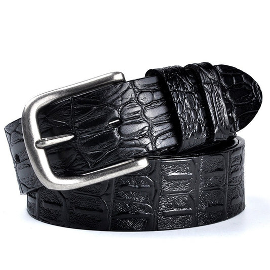 Men's Genuine Leather Belt Crocodile Pattern Belt Men's Belt Wholesale Retro Pin Buckle Trouser Belt