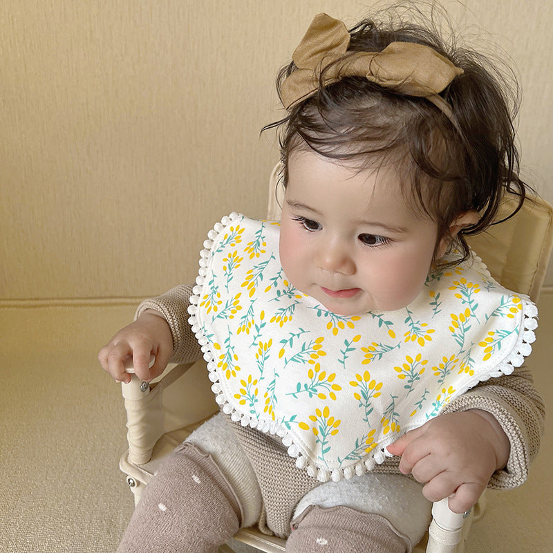 Ins New Baby Saliva Towel Petals 360 Degree Rotatable Baby Bib Cotton Bib Mother And Baby Supplies